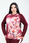 Plus Size Women's Flower-Patterned Stone-Embellished Osho Daily Comfortable Set - 3