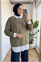 Women's Shirt Collar Detailed One-Piece Layered Oversize Sweatshirt 72 cm - 2