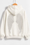 Women's Wing Stone Printed Hooded Oversize Sweatshirt White