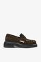 Ophira Khaki Suede Leather Loafer with Piercing Detail