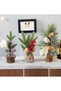 Mini Christmas Tree 3 Pcs Tabletop Artificial Mini Xmas Pine Tree Miniature Pine Christmas Tree with Linen Base for Home Office Room Holiday Decor (A-3PCS) - 2
