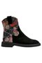 Women's Vegan Leather Black Western Boots - Black Floral Design - 7
