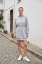Women's Thessaloniki Fabric Hooded Mini Dress with Drawstring Waist