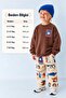 Boy's Brown Printed Cotton 3-Yarn Fabric and Beige Patterned Tracksuit Bottom Set - 4