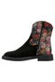 Women's Vegan Leather Black Western Boots - Black Floral Design - 6