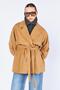 Women's Tan Double-Breasted Collar Mid-Length Trench Coat - 3
