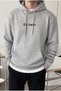 Men's Gray Los Angeles Printed Hooded 3 Three Thread Fleece Oversize Sweatshirt Hoodie with Kangaroo Pocket - 2