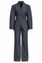 Navy Blue Balloon Sleeve Jacket Trousers Set - 903148