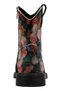 Women's Vegan Leather Black Western Boots - Black Floral Design - 8