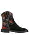 Women's Vegan Leather Black Western Boots - Black Floral Design - 4