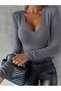 Women's Trendy Body-Hugging V-Neck Long-Sleeved Blouse - 3