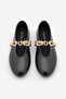 Women's Stoned Strappy Braided Daily Ballerinas Asora Black