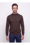 Brown Half Turtleneck Knitwear Men's Sweater