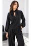 Women's Stylish Crepe Blouse with Collar and Drop Neckline, Long Sleeves