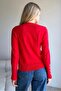 Women's Red Basic Knit Sweater with Cuff Buttons - 4