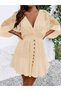 Rochie mini, crem - 4