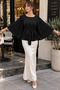 Women's Belted Bat Sleeve Poncho - 2