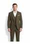 Khaki Green Slim Fit Men's Suit with Vest