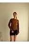 Women's Red Basic Knit Sweater with Cuff Buttons
