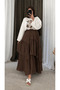 Segmented Crinkle Voile Skirt Bitter Brown