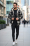 Hooded Lumberjack Men's Shirt/Jacket - Wool Inside, Pockets, Zipper, Black Plaid - Casual & Outdoor Wear - 2