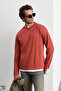Nox men's collar and hem contrast detail brick red t-shirt - 4