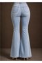 Almira Women's Blue Snow Wash Spanish Flare High Waist Lycra Flare Jeans Trousers Jean - 2