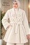 Stylish Fox Fabric Coat with Pearl Details