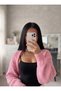 Women's Street Fashion Acrylic Crop Knitwear Cardigan Pink - 3