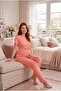 Women's Coral Short-Sleeved Belted Nursing Pajama Set with Buttoned Pockets, 3-Piece Maternity Pajama Set - 2
