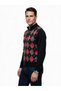 Men's Diamond Patterned Half-Zipper Stand Collar Knitted Sweater - 3
