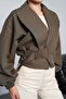 Women's Palermo Fabric Belt Detailed Short Trench Coat - 2