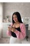 Women's Street Fashion Acrylic Crop Knitwear Cardigan Pink - 4
