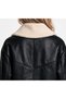 Women's Leather Look Fur Collar Zippered Winter Coat Jacket - 4