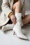 Amelia Short Length White Bellows (7 cm Heel) Pull-On Daily Women's Boots