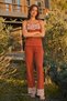 Women's Lace Trendy Red Pajama Set - 4