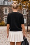 Black V-Neck Short-Sleeved Casual Knitwear Sweater with Decorative Buttons on the Front and Non-Opening Seams 58 60 - 8