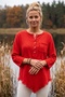 Narçiçeği Havuz Yaka 3/4 Sleeve Half Placket Pocketed Casual Muslin Asymmetrical Woven Blouse 70 65 - 4
