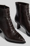 Bitter Brown Thin Heeled Women's Ankle Boots with Capsule Detail - 2