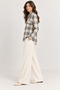 Women's Plaid Patterned Viscose Shirt – Long Sleeve Casual Cut Shirt with Pocket Detail - - 3