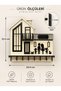 Wooden Villa Design Colorful Mdf Wall Key Hanger - Modern Glass Detailed Shelf Key Holder with 6 Hooks 23.5X24.5 - 6