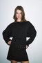 Margax Women's Organic Cotton Wide Long Sleeve Waist-Fitted Hem Seamless Black T-Shirt - 3