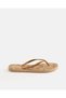 Women Gold Floral Textured Flip Flops