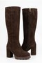 Omenla chunky heel women's boot in coffee suede - 3