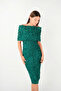 Three-Dimensional Fabric Bolero Detailed Pencil Dress - Emerald Green - 4
