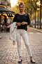 Black Pool Collar Long Sleeve Casual Knit Sweater with Collar Buckle 60 58 - 6