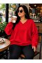 3 Yarn Combed Cotton Plus Size V-Neck Sweatshirt Aow1