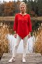 Narçiçeği Havuz Yaka 3/4 Sleeve Half Placket Pocketed Casual Muslin Asymmetrical Woven Blouse 70 65 - 6