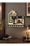 Wooden Villa Design Colorful Mdf Wall Key Hanger - Modern Glass Detailed Shelf Key Holder with 6 Hooks 23.5X24.5 - 2