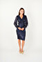 Fringed Sequin Fabric Pencil Dress - Navy Blue